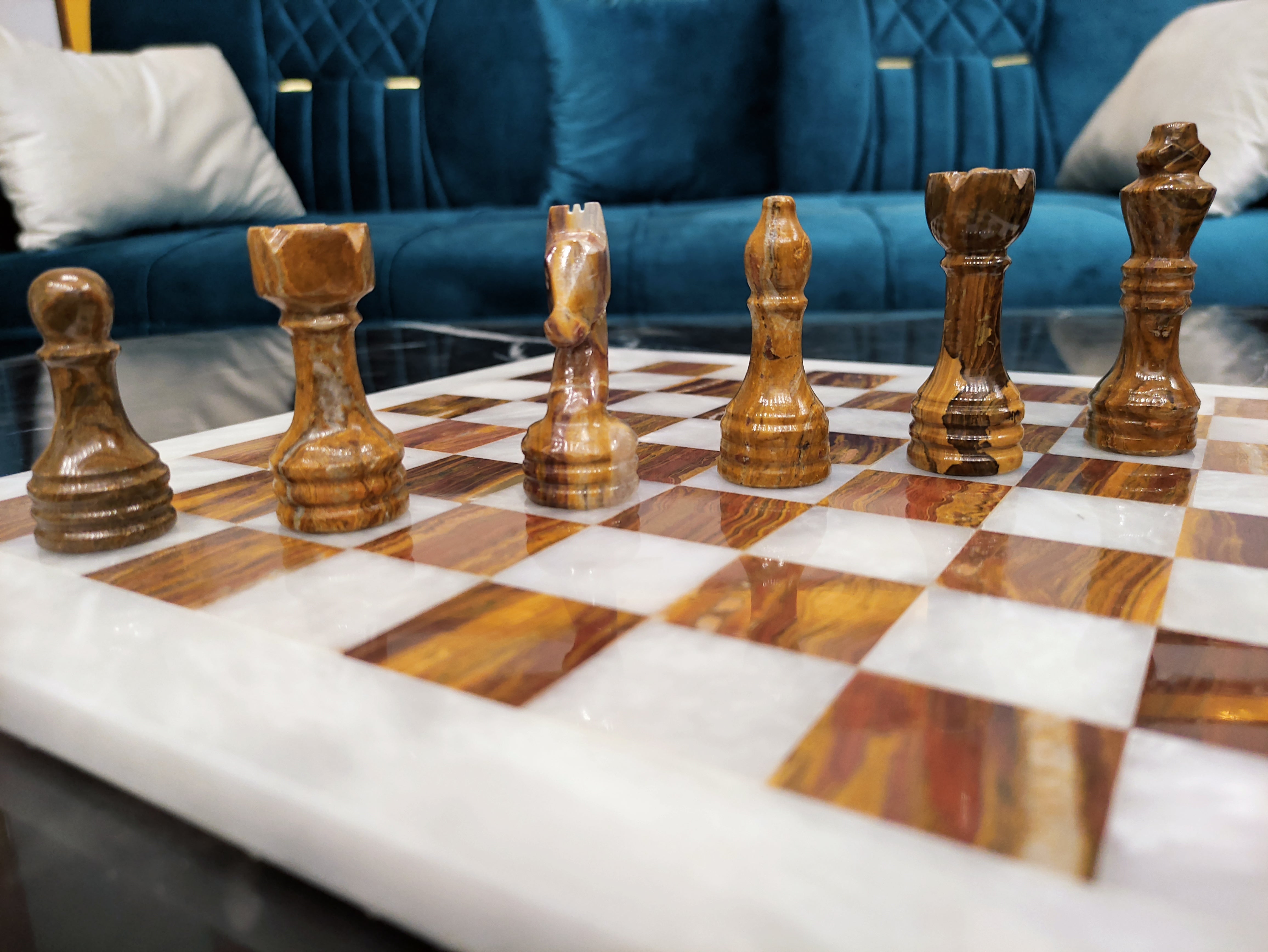Handmade Marble Chess Set Indoor Adult Chess Game Marble Chess Board Handcraft 16" x 16" And 12" x 12"Premium Top Quality Chess