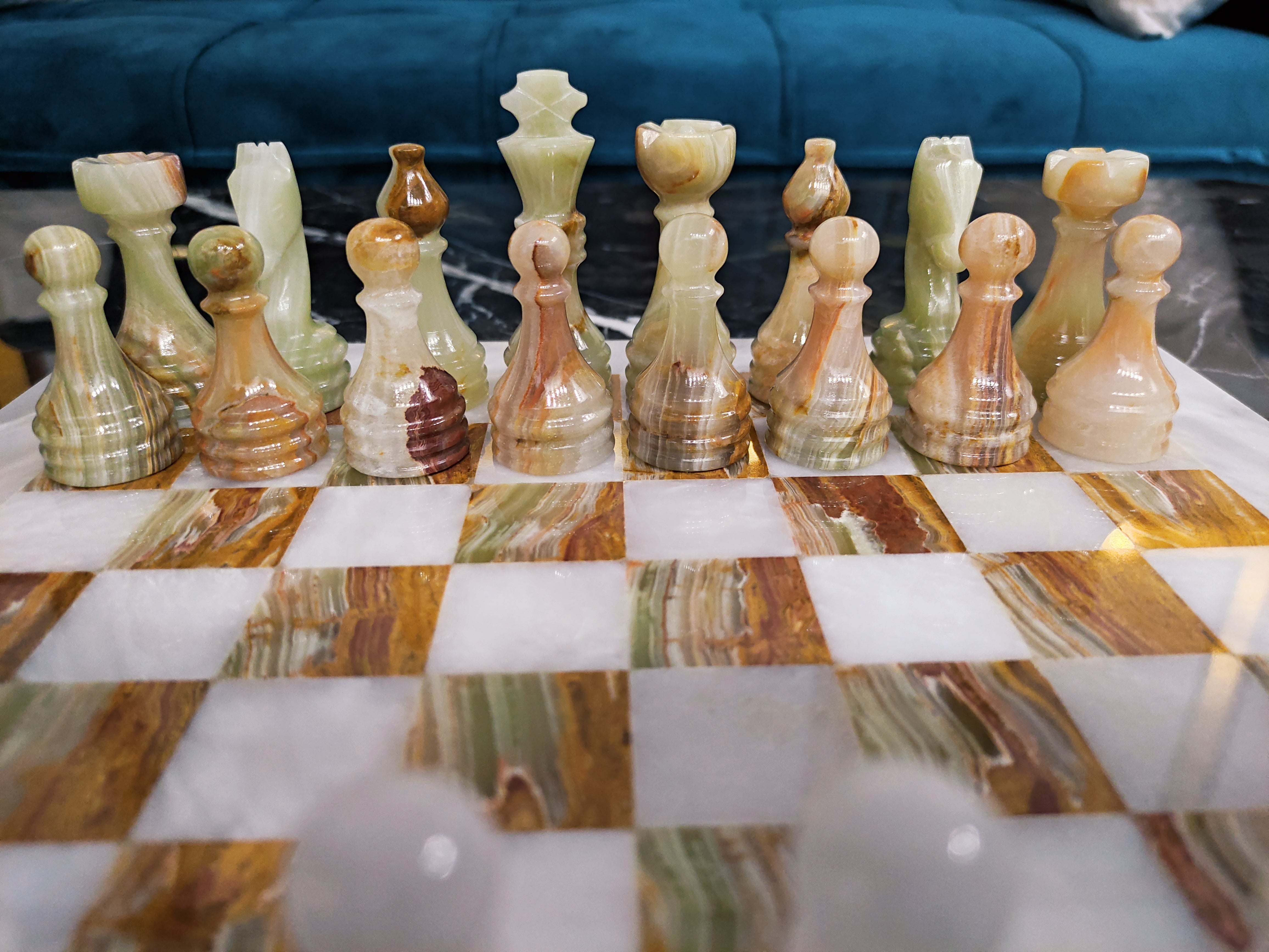ueen's Gambit Handmade16x16"and12 x12 Marble Chess Set Indoor Adult Chess Game Marble Chess Board Handcraft Premium Top Quality Chess Board