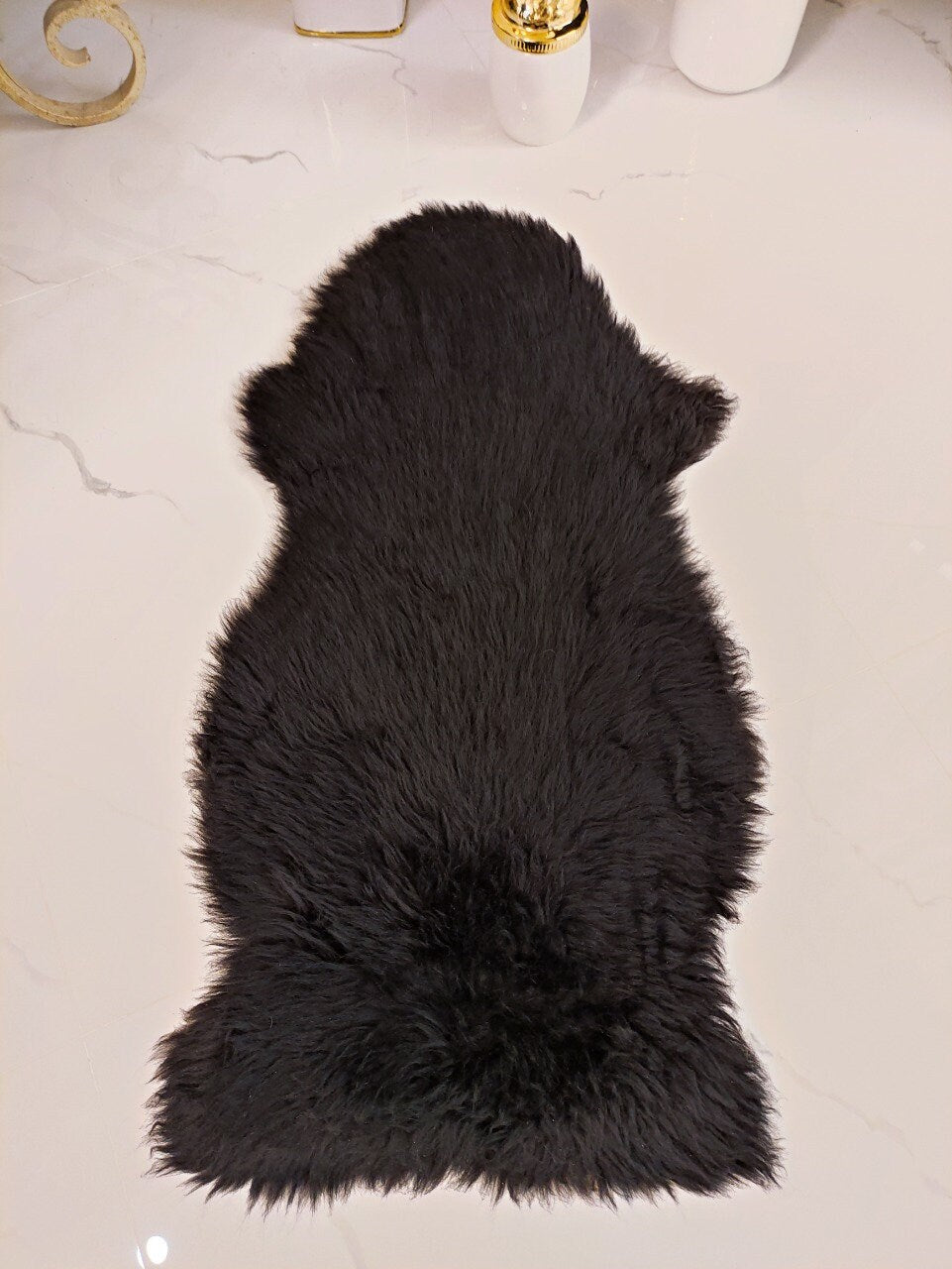Black Sheepskin Rug I Genuine Sheepskin Rug   Baby Sheepskin2.5ft x 1.5ft /2ft x 3ft Wool Fur Throw Floor Rug| Soft Floor Matt | SALE